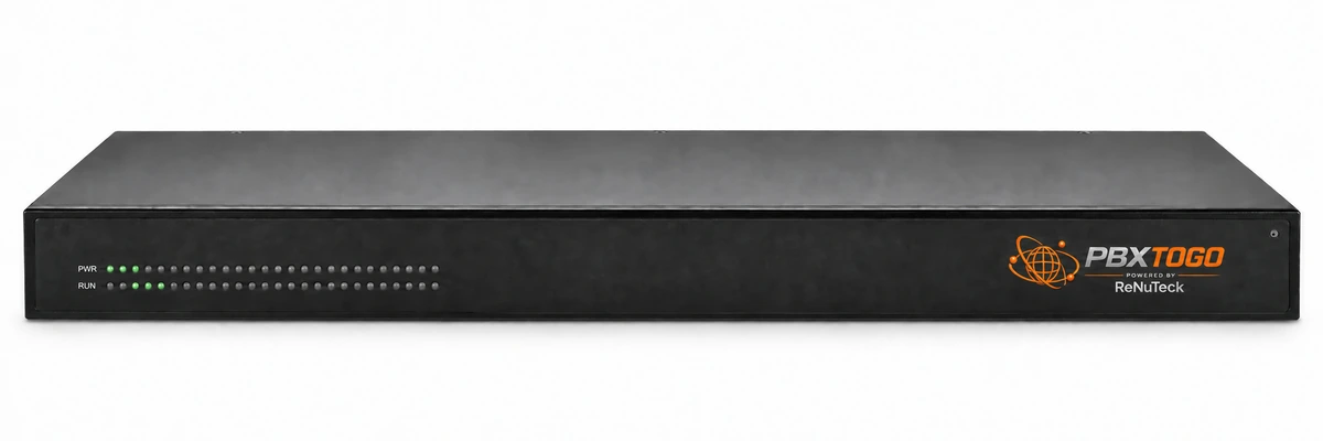 Front view of a rack-mount analog VoIP gateway with 48 FXS ports